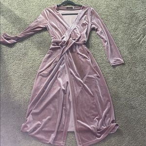 Blush velvet wrap dress
